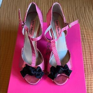 Betsey Johnson Canddee Pink Polka Dot Women's Heels